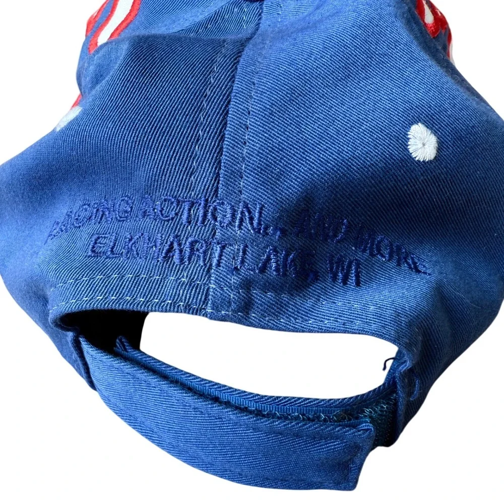 Road America‎ Flames Logo Baseball Cap Hat Men Blue White Red Racing Wisconsin